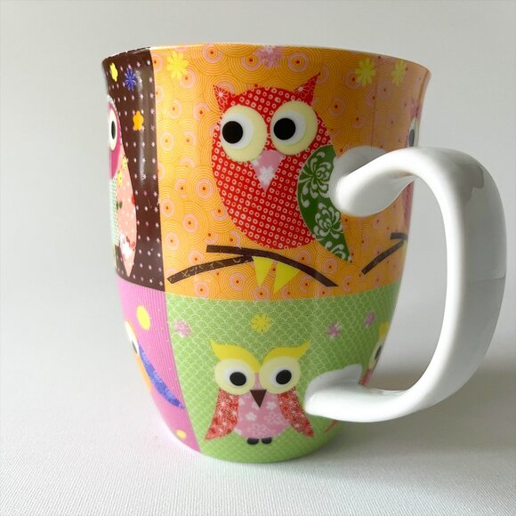 Owls Mug Cute Colorful Retro Large Coffee Mug 16 oz - Picture 4 of 9